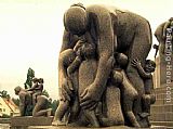 Gustav Vigeland Woman and Children painting